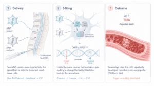 Experimental CHD3 Base Editing: Delivery, Intended Correction, and Reported Outcome